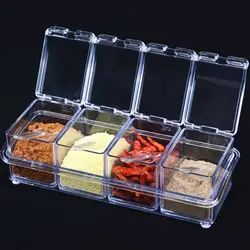 4 сетки Дизайн Европейский приправы jar установить четкие Кухня приправа коробка для хранения специй коробка приправы Коробки
