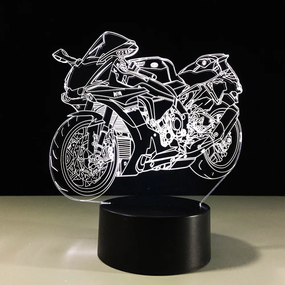 Ночники в Цвет 3D Led Vision стильная обувь для поездок на мотоцикле настольная лампа сенсорная кнопка Home Decor Lampara СВЕТОДИОДНЫЙ Ночник светильник