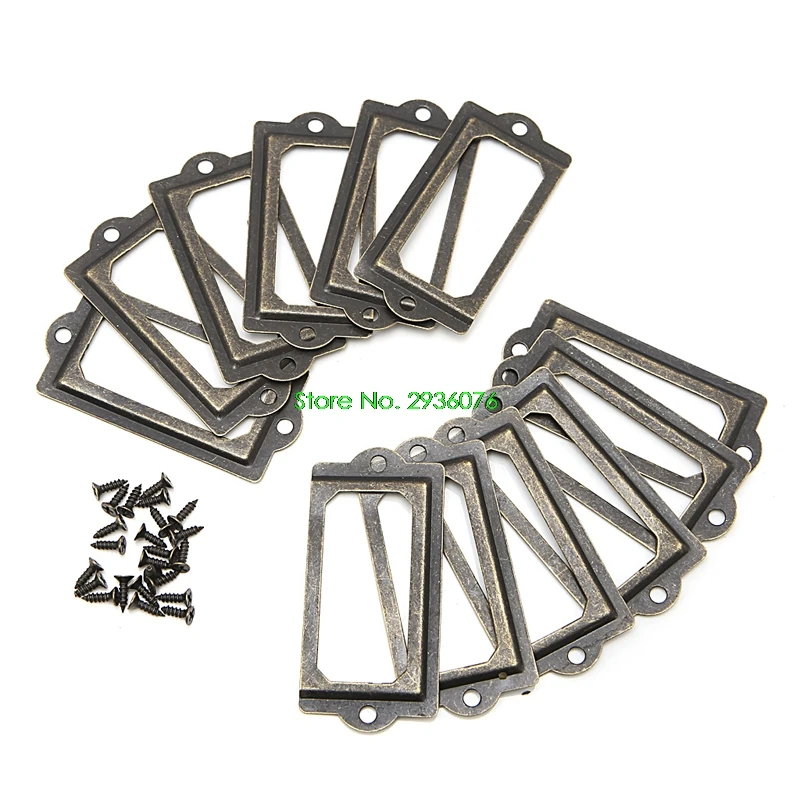 

12x Metal Label Pull Frame Handle File Name Card Holder Furniture Cabinet Drawer Drop Ship Support