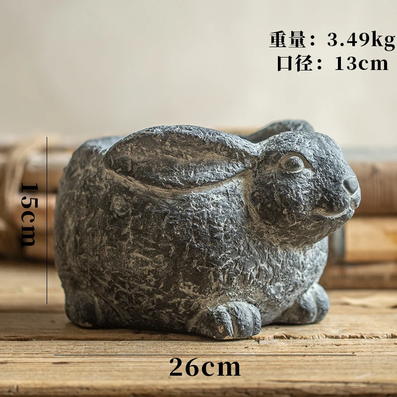 Creative Concrete Pig Fish Cat Rabbit Sculpture Statue Succulent Plant Container Green Planters Small Bonsai Pots Home Decor - Цвет: 6