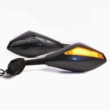 Распродажа углеродистая волокно Встроенные светодиоды в мотоцикл указатель поворота поворотник зеркала для Hyosung GT125R GT250R GT650R