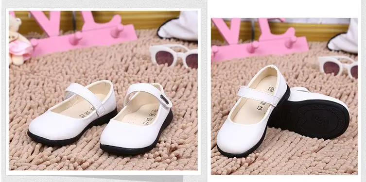 Детская кожаная обувь для девочек; модная однотонная обувь принцессы; цвет белый, черный; обувь для выступлений; повседневная детская обувь