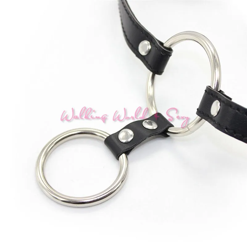  Male Metal Penis Rings With Pu Leather Strape Belt Double Cock Rings Chastity Device Sex Ring Sex Products For Men Cockrings (2)