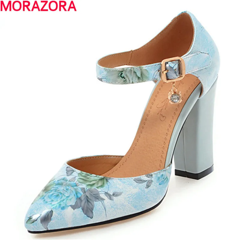 

MORAZORA Women pumps shoes single party work high heels shoes big size 33-45 genuine leather shoes contracted four seasons