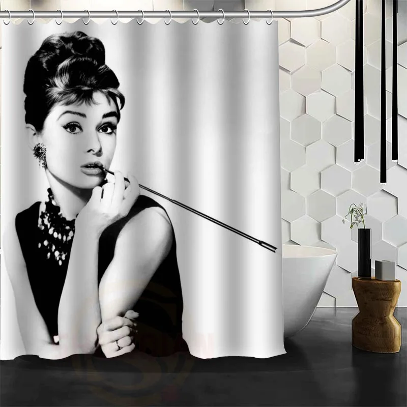 Одри Хепберн занавеска для душа полиэфирная ткань больше размера Заказная занавеска для ванной комнаты s - Цвет: Синий