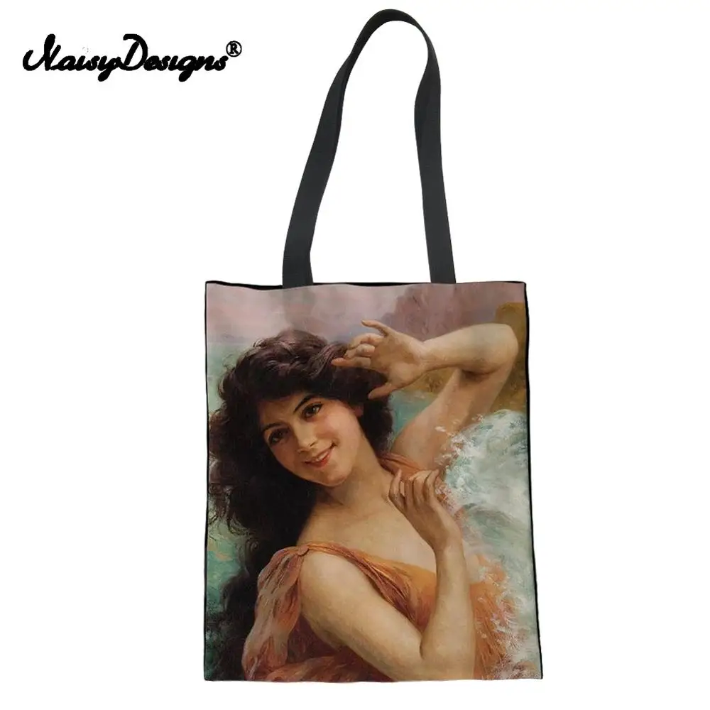 Famous Painting Of Women Print Folding Canvas Shopping String Tote Bag For Female 2019 Casual Reusable Handbag Schoudertas Dames
