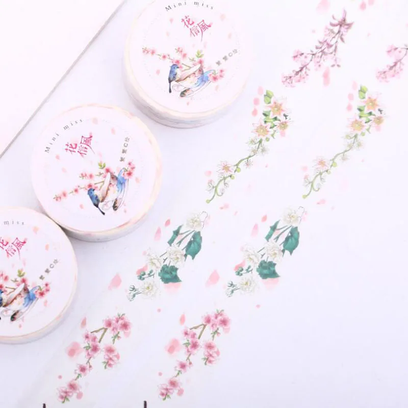 

1 Rolls Washi Masking Tape Set Petal Animal Flower Paper Masking Tapes Japanese Washi Tape Diy Scrapbooking Sticker, 15mm x 5m