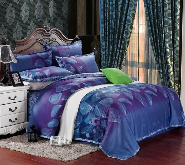 Egyptian Cotton Blue Purple Satin Bedding Set Sets King Queen Size Egyptian Cotton Blue Purple Satin Bedding Set Sets King Queen Size Duvet Cover Sheets Bedspread Bed In A Bag Sheet