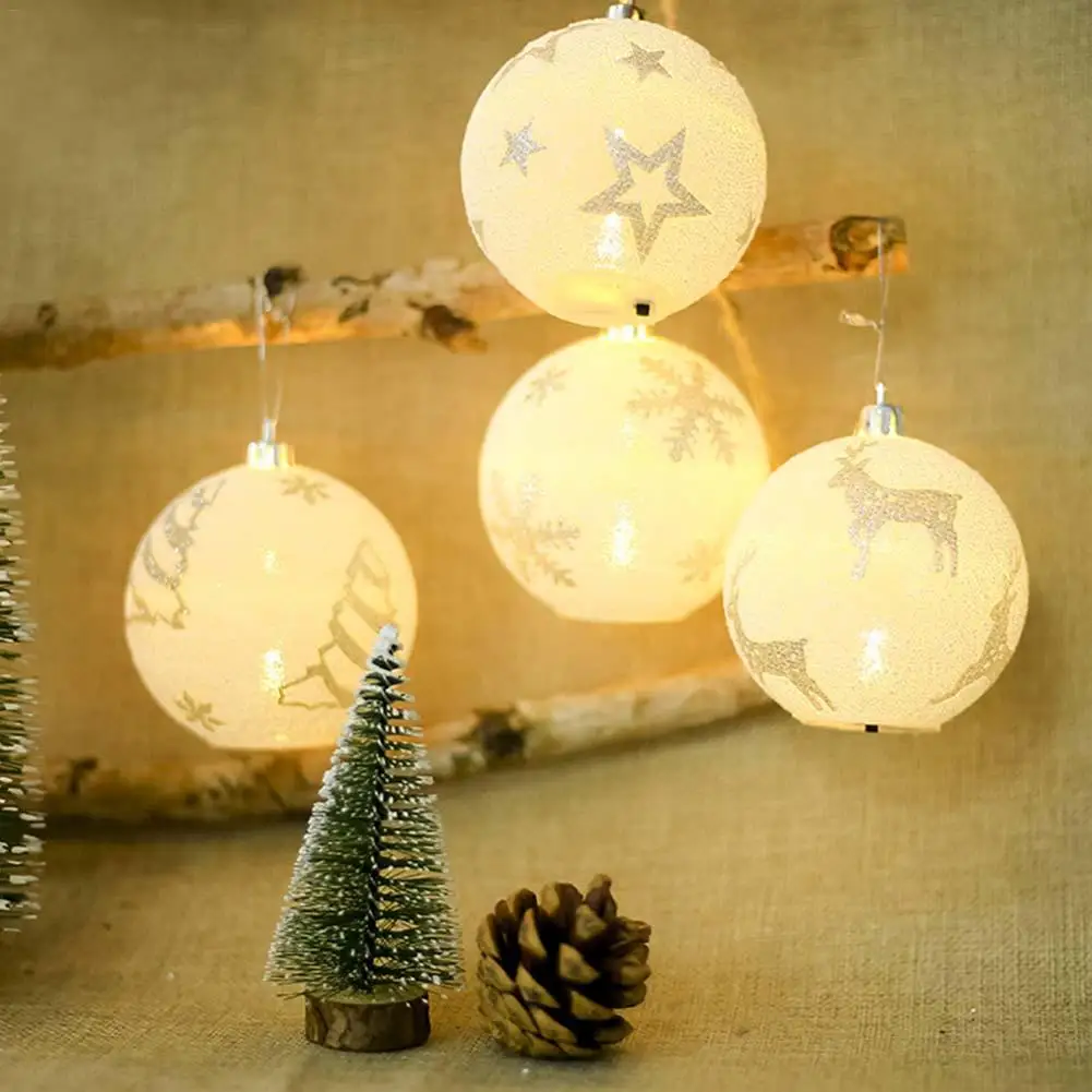 

Snowflake Pattern Christmas Ball With Light Christmas Tree Decorative Ball Pendant Christmas Innovative Luminous Ball