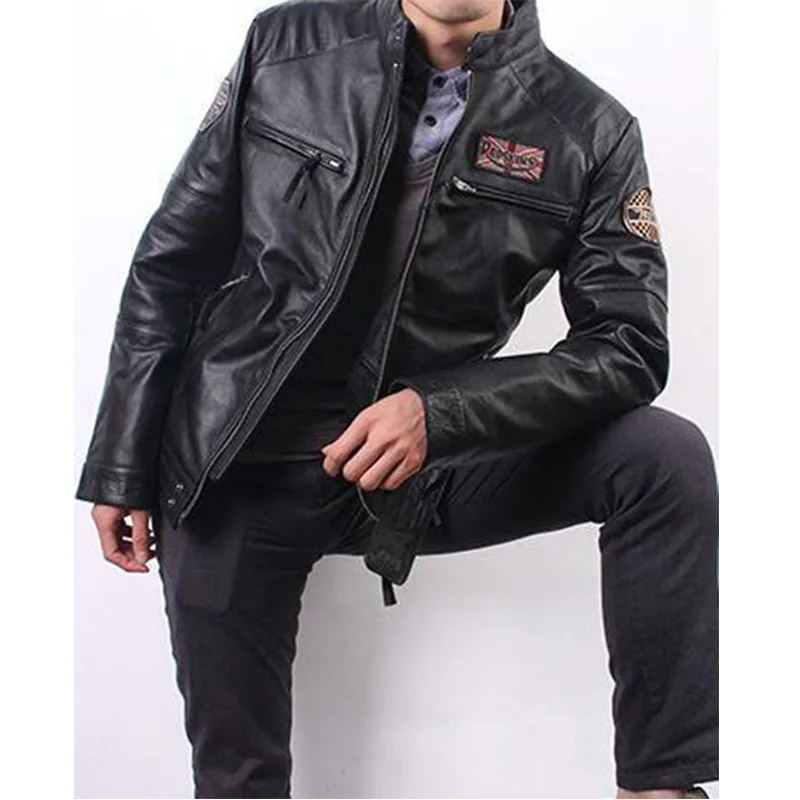 

Men's Winter Genuine Real Leather Jacket For Men Motorcycle Flight Pilot Bomber Jacket Natural Leather Male Aviator Coat 2019