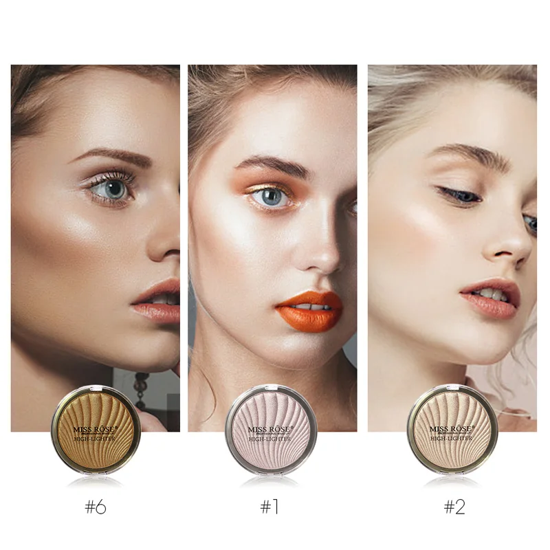 

MISS ROSE Shimmer Brighten Highlighter Powder Bronzer Prominent Side Profile Highlight Palette Face illuminator Contour Makeup