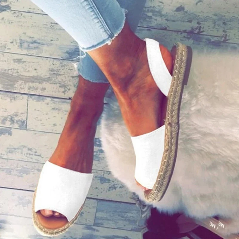 Oeak Women Sandals 2019 New Summer Shoes Woman Slippers Peep Toe Flat Sandals Back Strap Summer Sandals Low Heels Zapatos Mujer