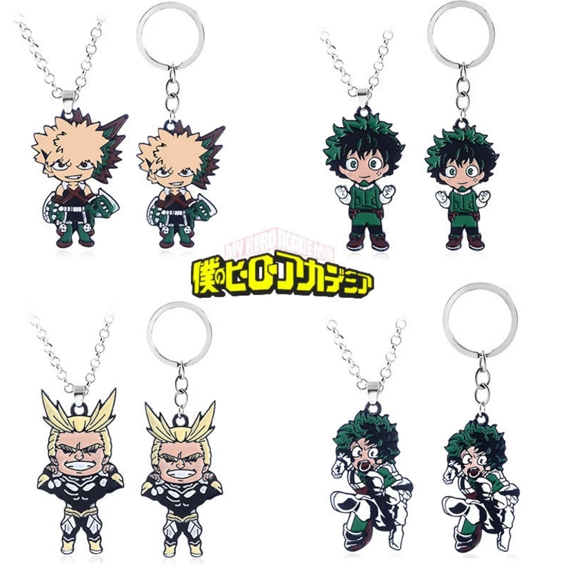 

10 pcs/lot Anime My Hero Academia Izuku Midoriya Katsuki Bakugou metal keyring keychain necklace pendant toy gifts