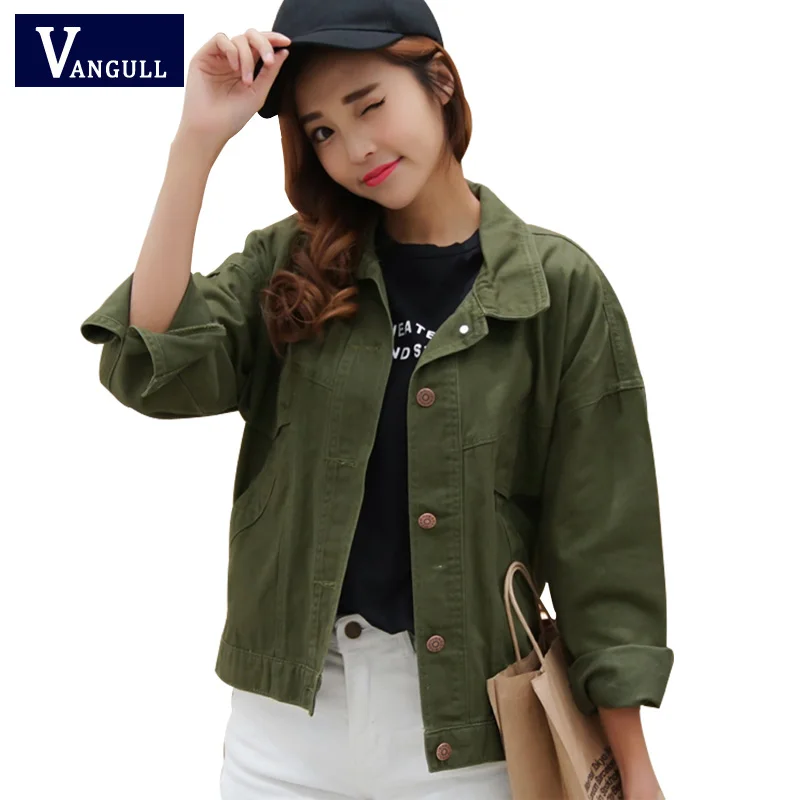 Women Denim Army Green Bomber Jacket 2018 Fashion Ladies Spring Autumn ...