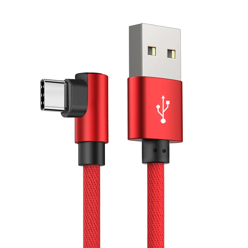 A. S 90 градусов usb type C кабель для быстрой зарядки USBC для samsung Xiaomi huawei P20 P10 mate 20 Pro 10 L type-C кабель для передачи данных зарядное устройство - Цвет: Red