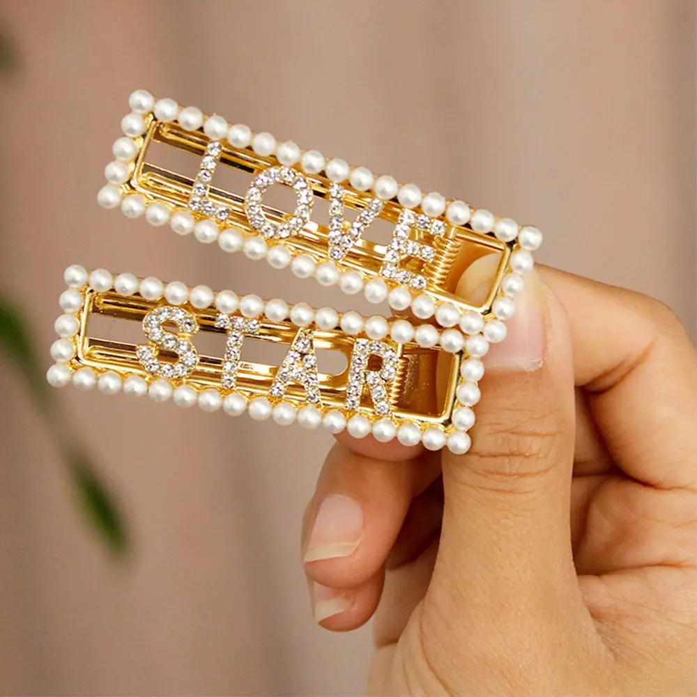 

Fashion Crystal Hairpin Shiny Rhinestones Letters Hair Clips Hair Accessories Smile Face for Women Girls
