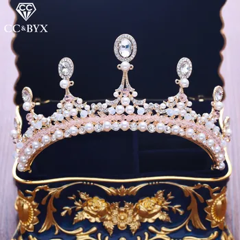 

CC tiaras and crowns pearl water drop cz stone engagement wedding hair accessories for bridal princess jewelry romantic XY252