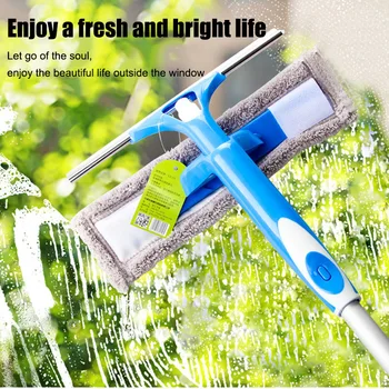 

3 in 1 Window Cleaning Brush Glass Cleaner Washer Upgraded Telescopic High-Rise Brush Window Cleaner with Spray Head P7Ding