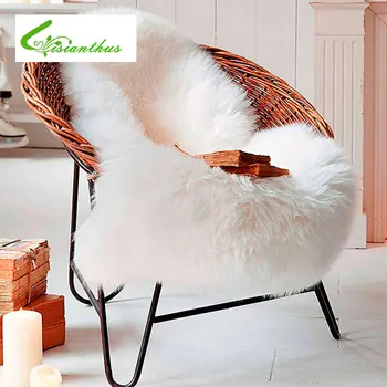 

Soft Hairy Artificial Carpet Sheepskin Chair Cover Seat Pad Plain Skin Fur Plain Fluffy Area Rugs Washable Bedroom Faux Mat 1PCS