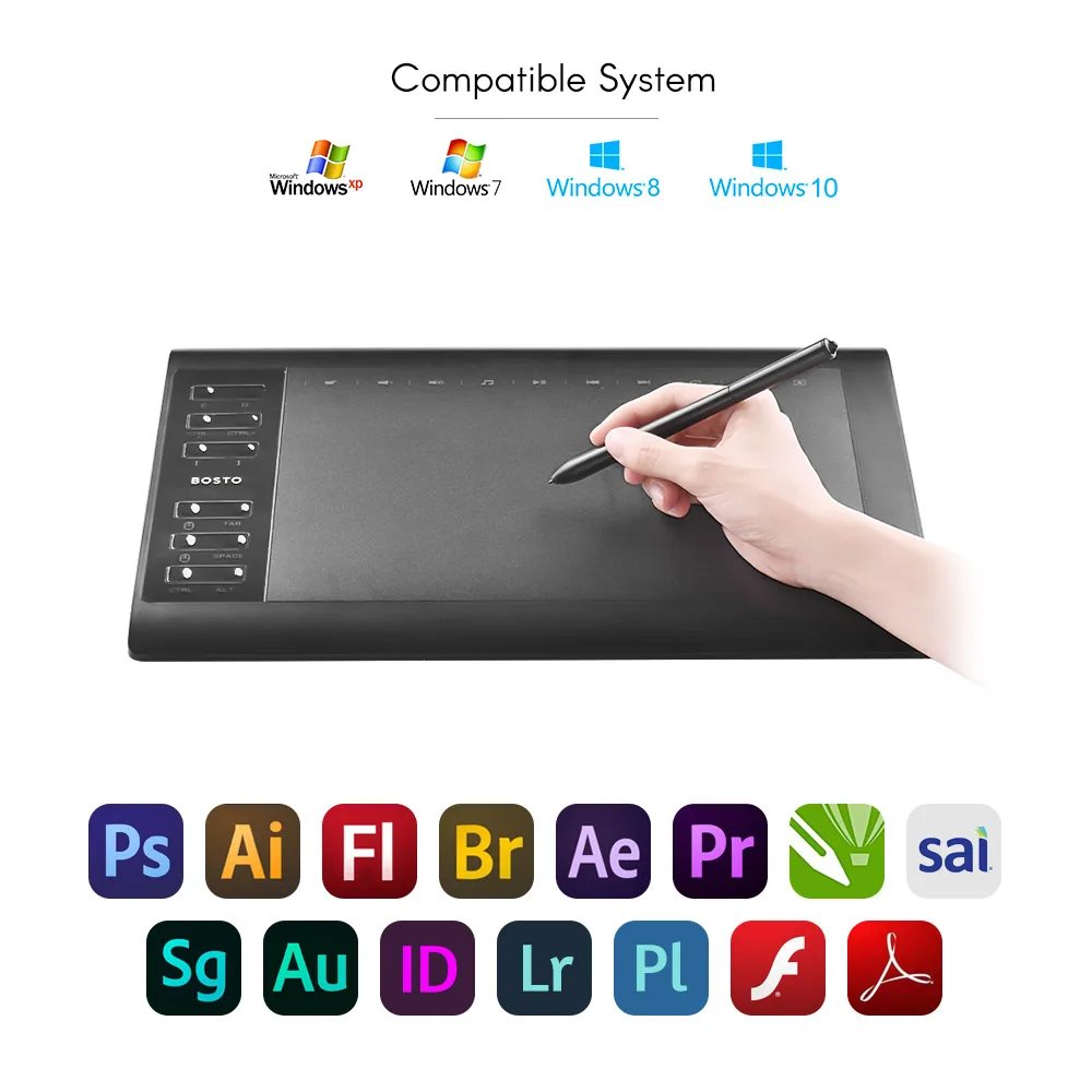 Bosto 1060 Plus цифровой графический рисунок анимация планшет Pad 10 ''* 6'' рабочая