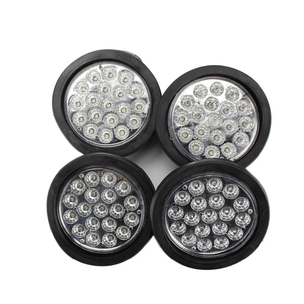 

TAIHONGYU 4X 19 LED 24V Brake Turn Signal Tail light for Trunk Trailer White Round Warterproof 135MM