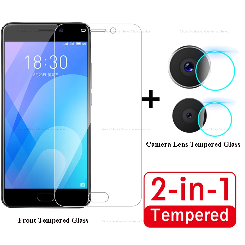 

2 in 1 Protective Glass For Meizu Note 9 X8 M6 M5 Note Pro 7 Plus 16Plus HD Camera Lens Tempered Glass Film and Screen Protector