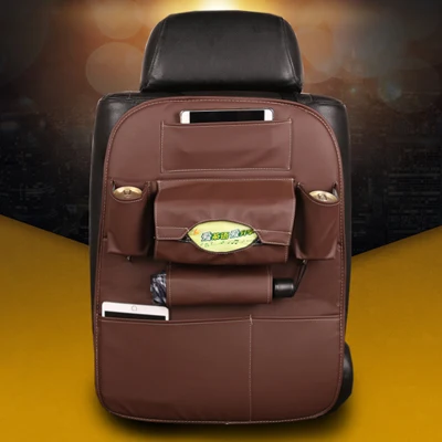Многофункциональная сумка на заднюю часть автомобиля, сумка для хранения мусора, кожаная сумка, перчатка для хранения автомобиля - Название цвета: brown