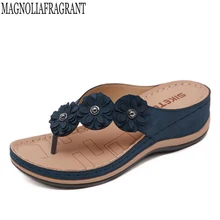 Тапочки на платформе; женские сандалии без застежки; вьетнамки на плоской подошве с цветочным принтом; летние ползунки; эспадрильи; обувь; Chanclas De Mujer; c8