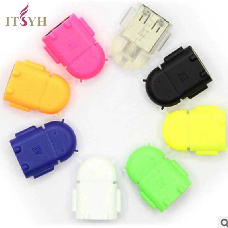 ITSYH конвертер из Micro USB в 2 0 OTG адаптер разные цвета на выбор робот Форма Android для