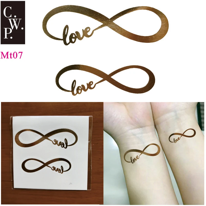 MT07 3 Pieces/Pack Unlimited Symbol with Love Wedding Metallic Temporary Tattoo best Choice For Party. | Красота и здоровье