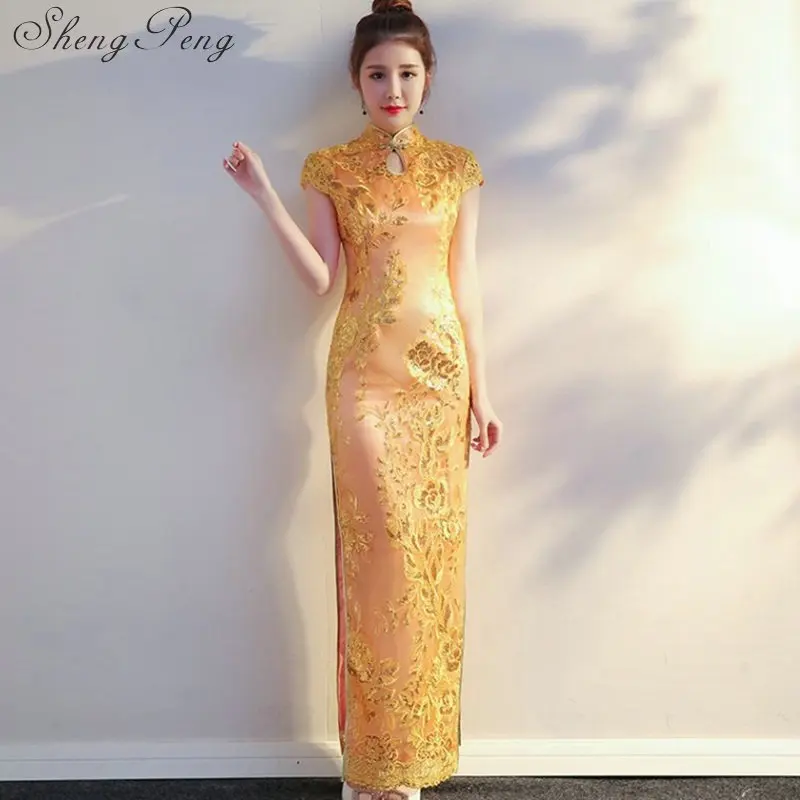 Новые женские современные китайское традиционное платье cheongsam Китайский искусственный шелк Винтаж Высокое качество китайских Дамский qipao длинные dressCC375