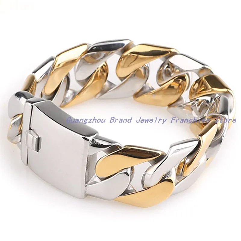 Высокотехнологичные полностью полированные модные ювелирные изделия 316L нержавеющая сталь серебро золото мужские браслеты браслет, высокое качество