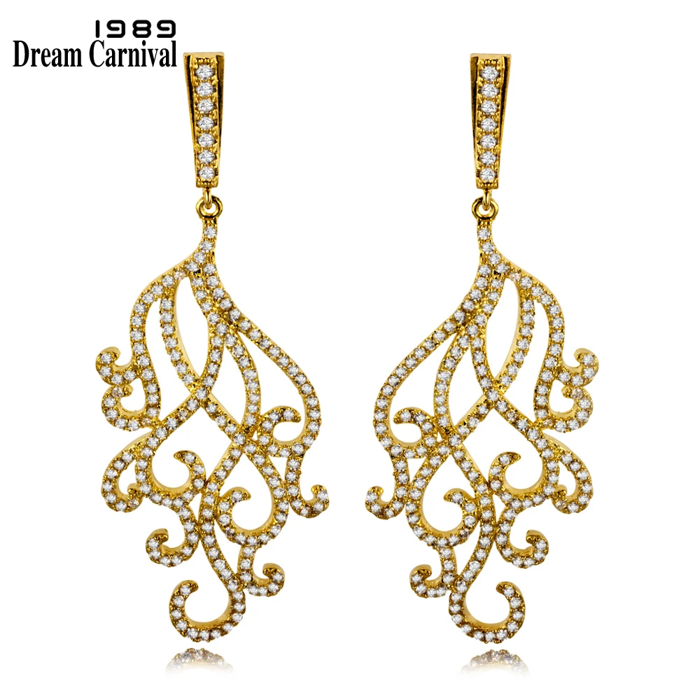 

DreamCarnival 1989 Gorgeous Twinkling Drop Earrings for Women Rhodium Gold Color White Zircon Wholesales Gifts Orecchini YE4856A