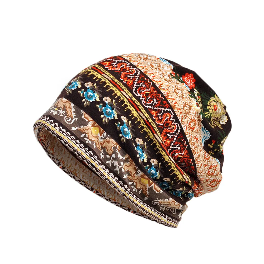 Women Floral Cancer Chemo Hat Beanie Scarf Turban Head Wrap Cap Cotton Casual Fitted Knitted Hat For Women High Quality#O