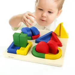Новый 3D деревянные пазлы геометрическими фигурами сортировки Математика головоломка Монтессори Дошкольное обучение Развивающие игры и