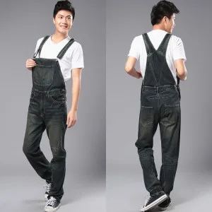 

New Fashion Reminisced Men vintage Trousers Casual Jeans FESTA JUNINA loose plus size overalls zipper denim jumpsuit men pants