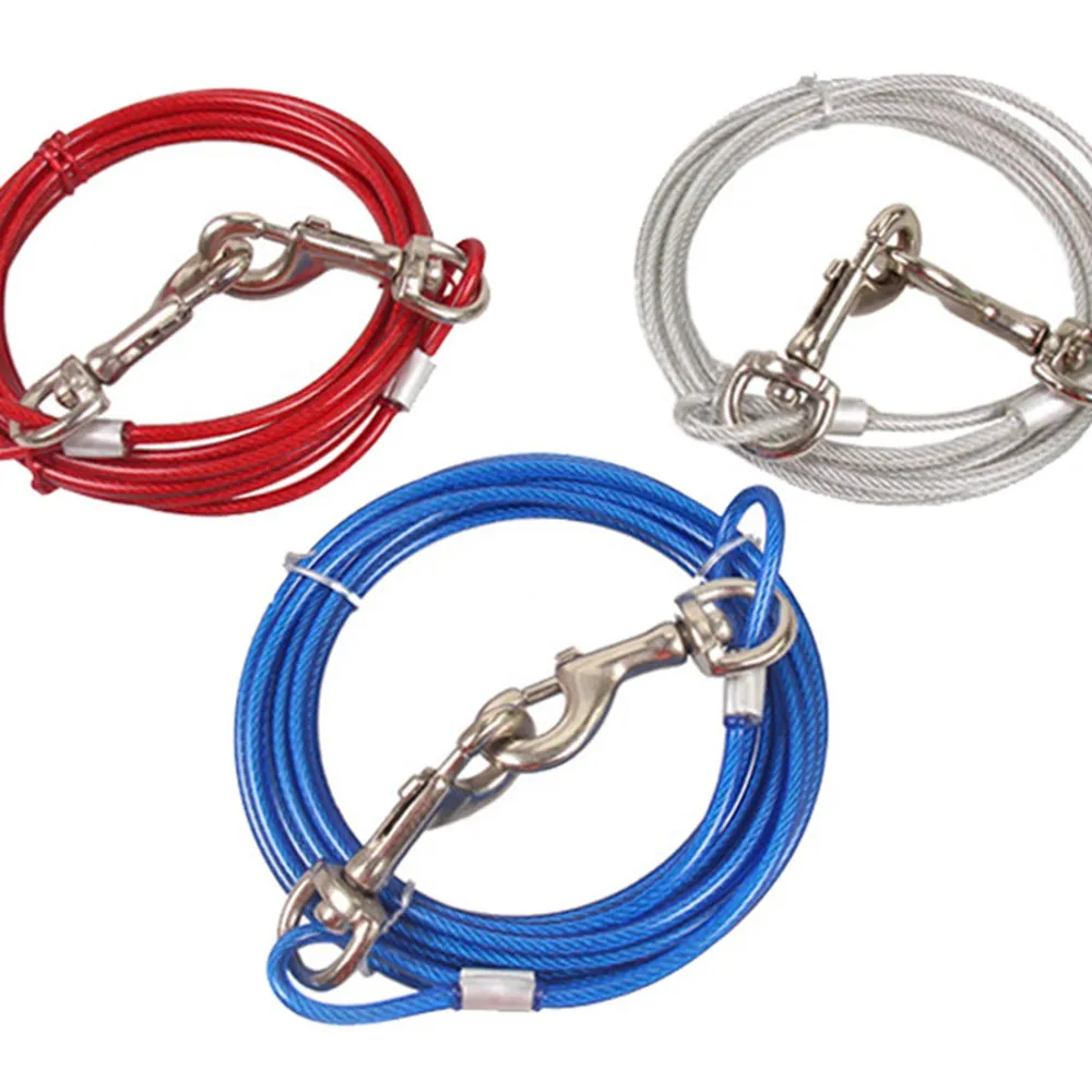 3M 5M 10M Steel Wire Pet Dog Leash Rope Jogging Training Running Double