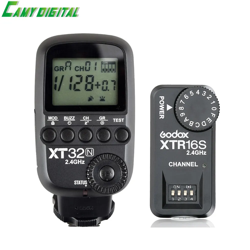 

Godox XT32N HSS 1/8000s 2.4G Wireless X System Power Control Flash Trigger with screen+XT-16S Only the Receiver Kit For Nikon