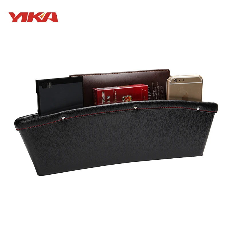 2 Car Seat Gap Fillers – Brown ABS & PU Leather Organizers For Phones, Keys, & Small Stuff, Left & Right Side