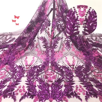 

Cassiel Latest Fashion French Tulle Mesh Lace Fabrics with Sequins High Quality Sequins Lace Fabric for Wedding Party Dress