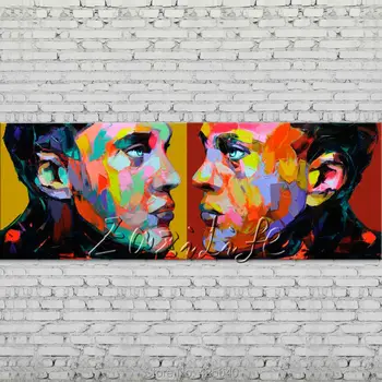 

Palette knife portrait Face Oil painting Character figure canva Hand painted Francoise Nielly Art picture room03