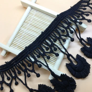 

5 Yards/Lot 7CM White Black Lace Trimming For Sewing Trim Ribbon Cotton Water Soluble Tassel Decoration For Dress Fabric