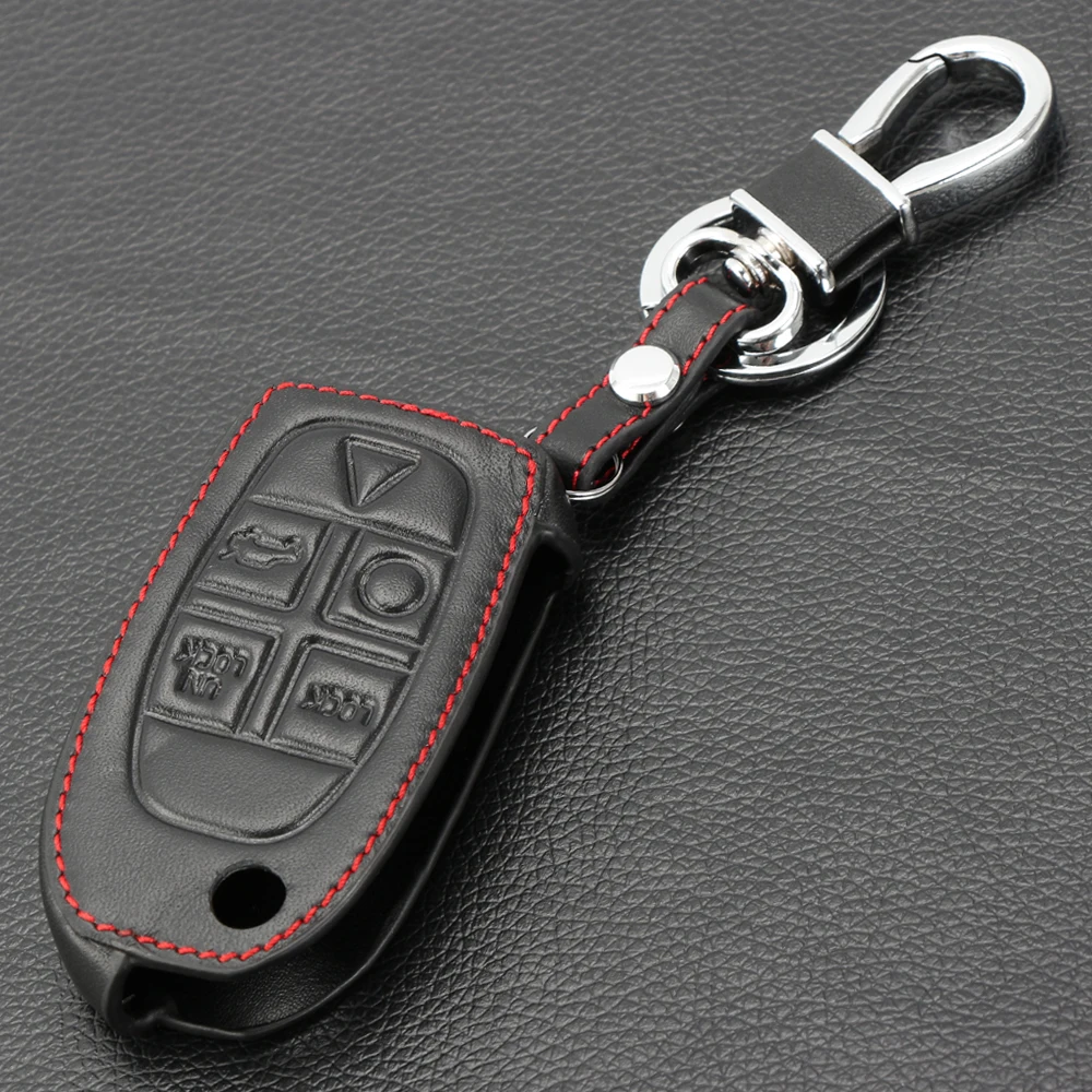 Men Genuine Leather Car Key Cover FOB Case For Volvo S80 S60 V70 XC70 XC90 D05 Flip Remote Keychain Jacket Car-styling | Автомобили и