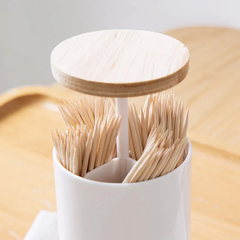 LIYIMENG Pop-up Toothpick Holder Cotton Bud Swabs Dispenser Case Q-tips Holder Storage Organizer Box Table Decoration Kitchen Accessories B8