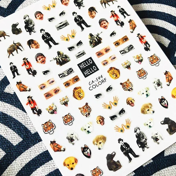 

Newest cats series CA-544 Chaplin animal 3d nail art sticker decal template diy nail tool decorations