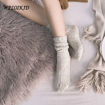 

[WPLOIKJD]New Fall/Winter Women High Quality Warm Some Yarn Design Creative Socks Heap Heap Solid Color Socks For Women Meias