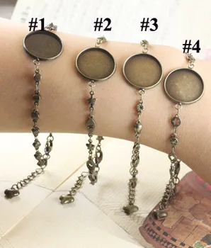 

10inch Antique bronze plated bracelet with 18mm bronze tray for DIY glass bubble bottle decoration /10pcs/lot