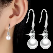 XIYANIKE 925 Sterling Silver inkrustowane cyrkonią kolczyki perłowe kolczyki moda biżuteria ślubna dla kobiet prezent nowy VES6452