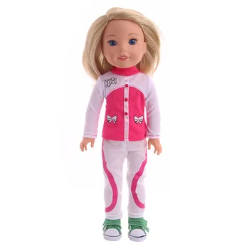 

High Quality! Cute Pink Sportswear Bow Tie Fit 14.5 Inch Wellie Wishers Doll Clothes Accessories,Child's Toys,Birthday Gift