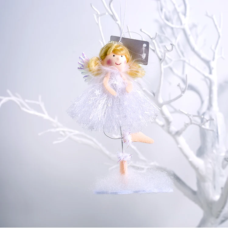 Милый ангел девочка кукла Белое золото Рождественская елка украшение подвесной кулон Рождественская вечеринка Декор для дома стол Рождественский подарок - Цвет: girl 2